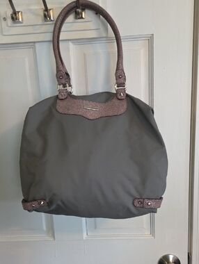 Tignanello Gray Tote Bag with Textured Taupe Trim